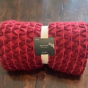 Red Woven Throw Blanket